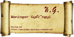 Weninger Gyöngyi névjegykártya